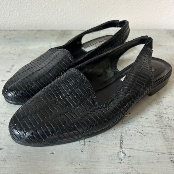 Vintage Trotters sling back mules leather weave 90s Lagenlook Cottagecore 9 wide - Picture 6 of 12